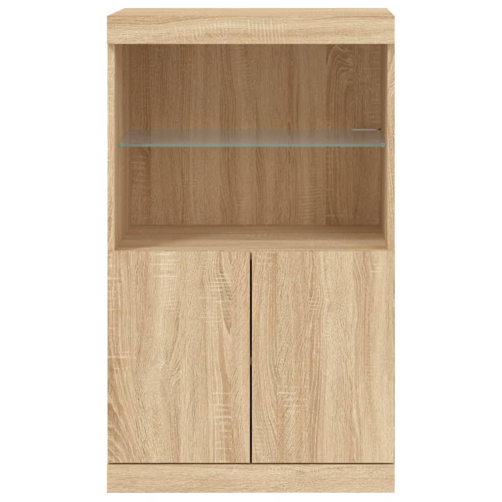 Sideboard with LED Lights Sonoma Oak 60,5x37x100 cm