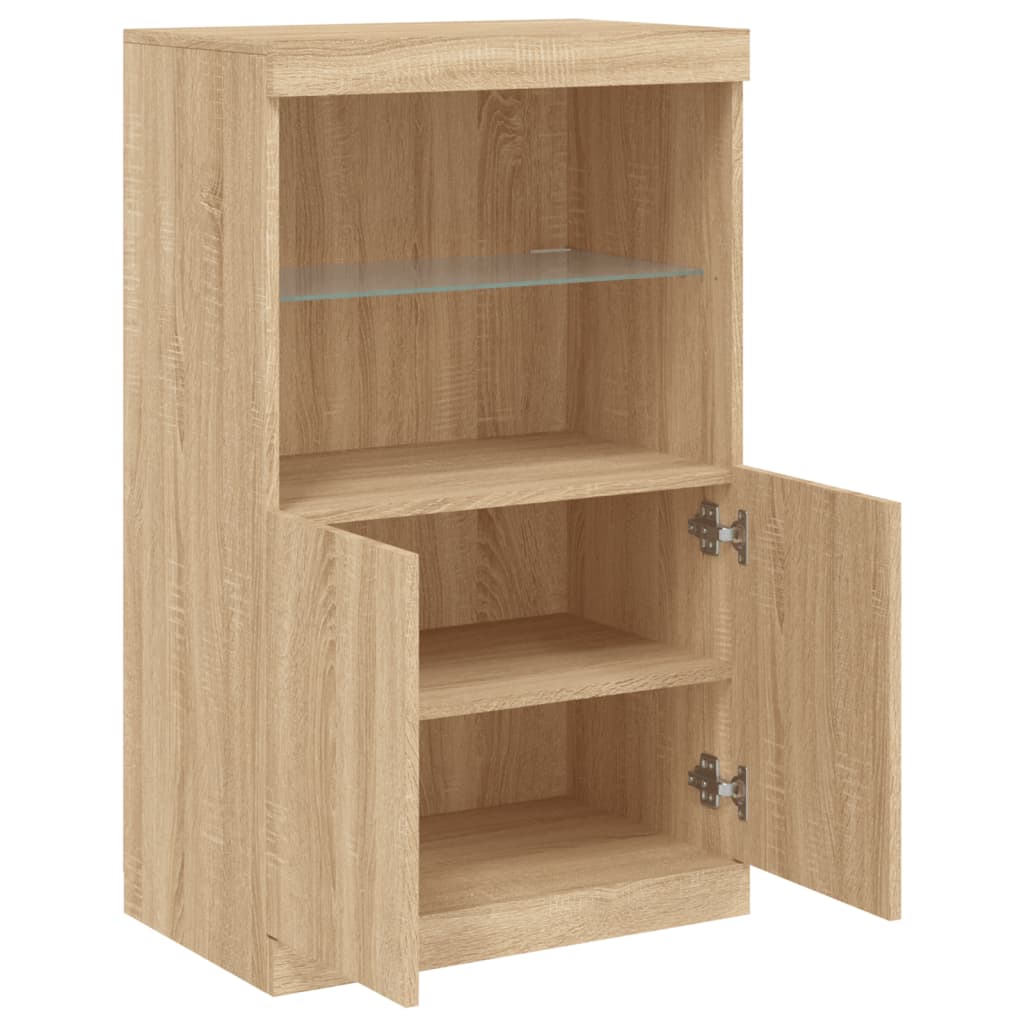 Sideboard with LED Lights Sonoma Oak 60,5x37x100 cm