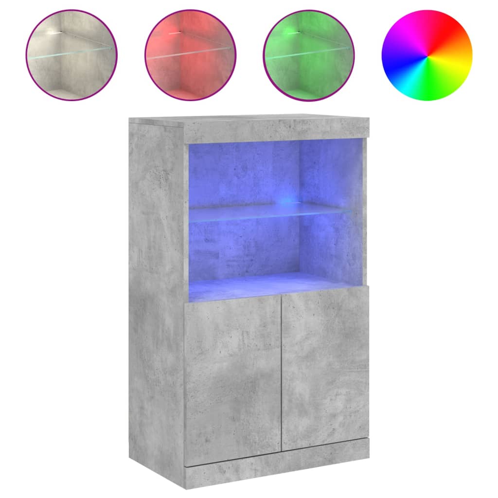 Sideboard with LED Lights Concrete Grey 60,5x37x100 cm