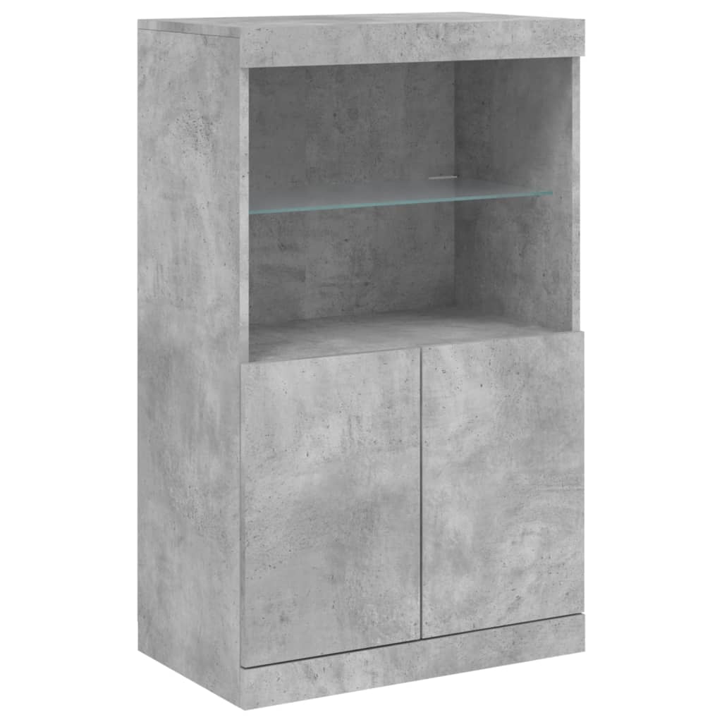 Sideboard with LED Lights Concrete Grey 60,5x37x100 cm