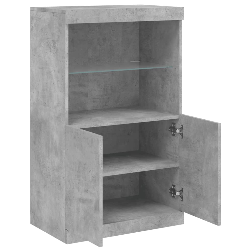 Sideboard with LED Lights Concrete Grey 60,5x37x100 cm