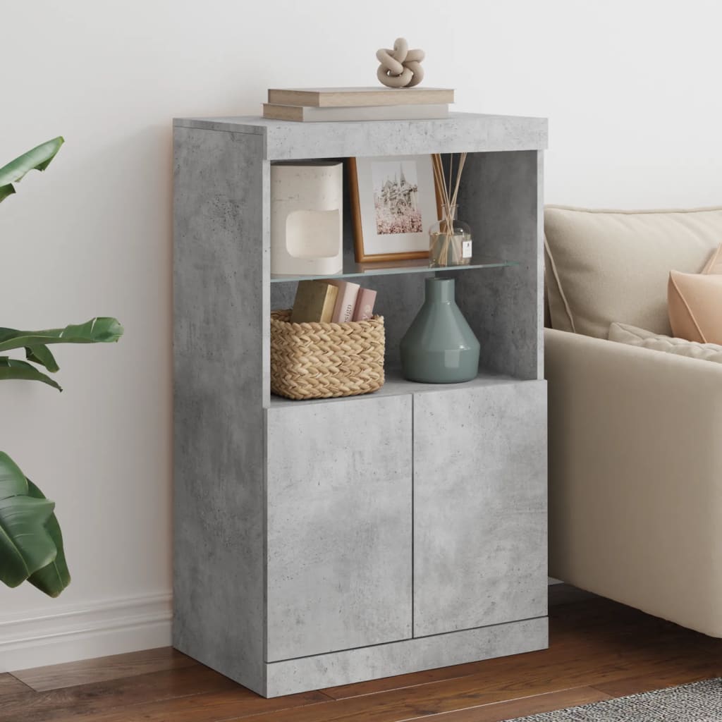 Sideboard with LED Lights Concrete Grey 60,5x37x100 cm