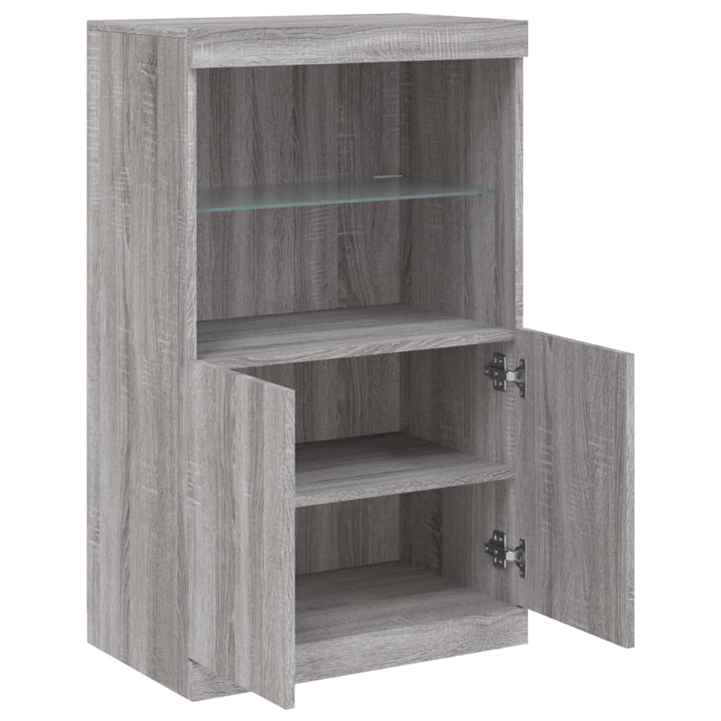Sideboard with LED Lights Grey Sonoma 60.5x37x100 cm