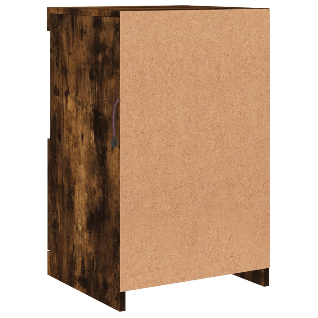 Sideboard with LED Lights Smoked Oak 41x37x67 cm