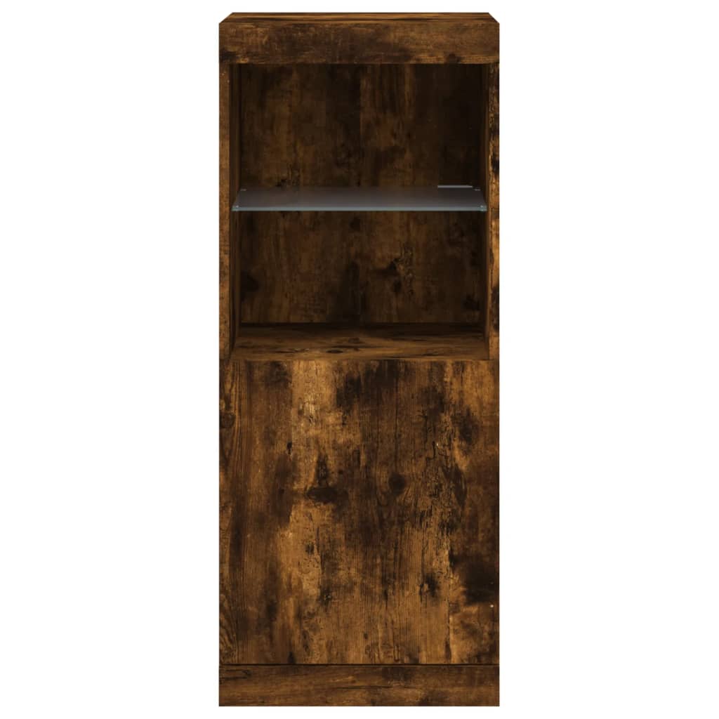 Sideboard with LED Lights Smoked Oak 41x37x100 cm