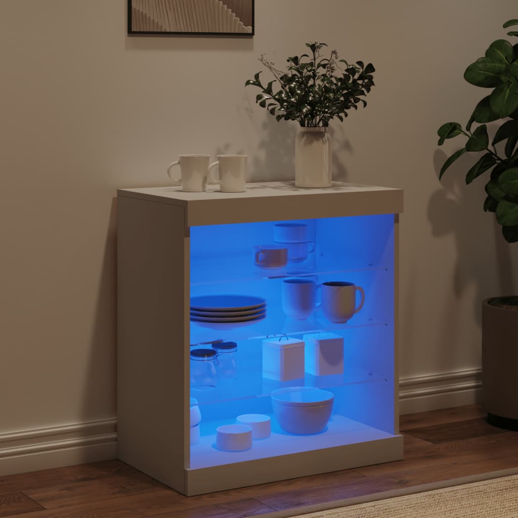 Sideboard with LED Lights White 60,5x37x67 cm