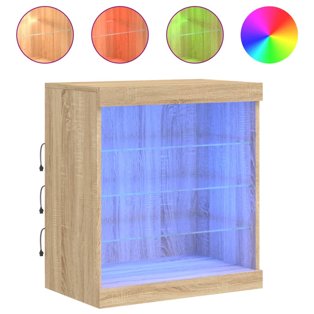 Sideboard with LED Lights Sonoma Oak 60,5x37x67 cm