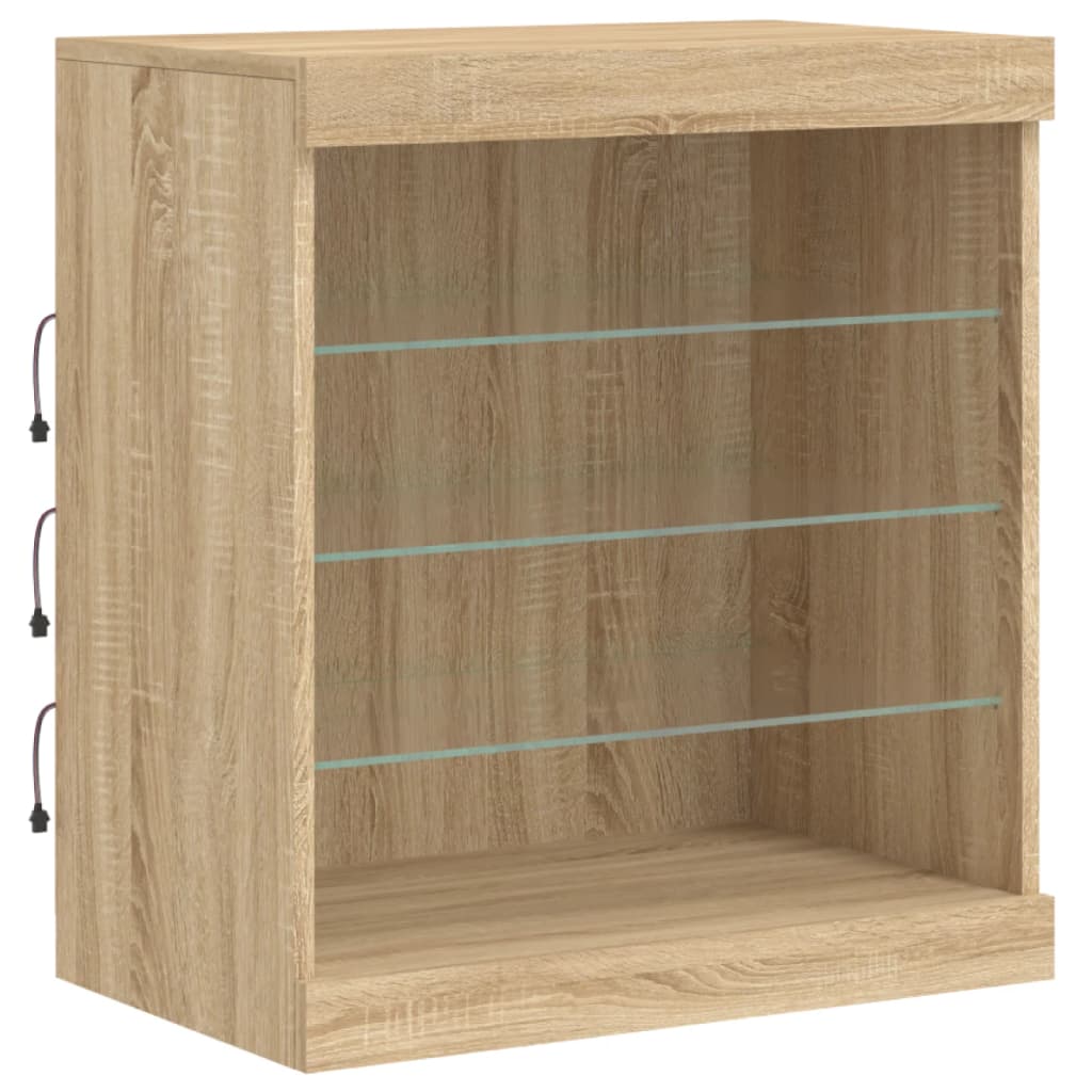 Sideboard with LED Lights Sonoma Oak 60,5x37x67 cm