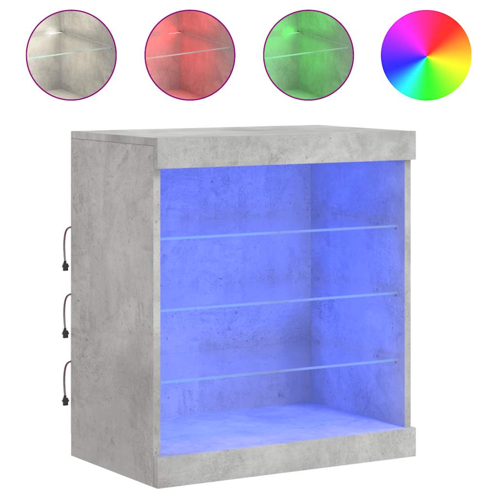 Sideboard with LED Lights Concrete Grey 60,5x37x67 cm