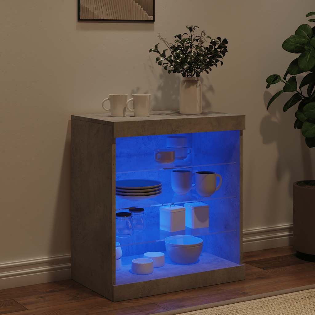 Sideboard with LED Lights Concrete Grey 60,5x37x67 cm