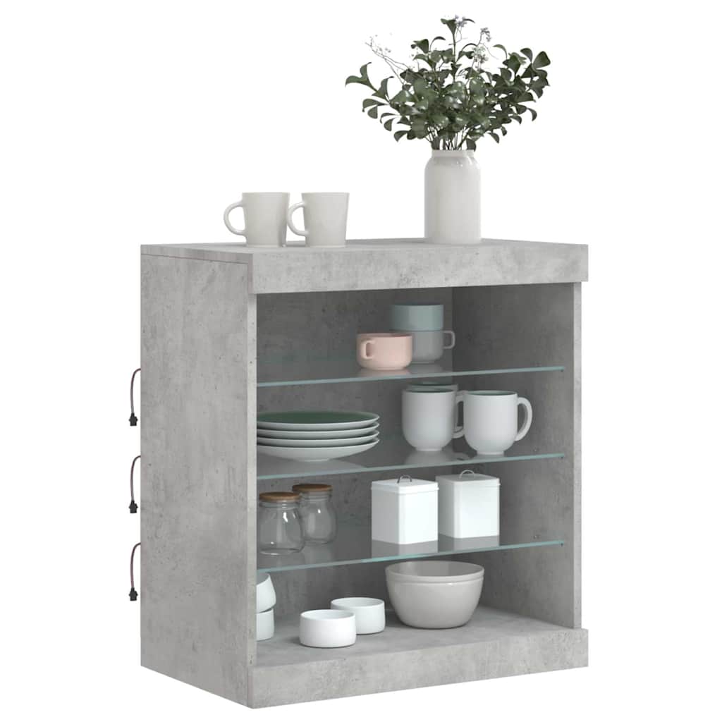 Sideboard with LED Lights Concrete Grey 60.5x37x67 cm