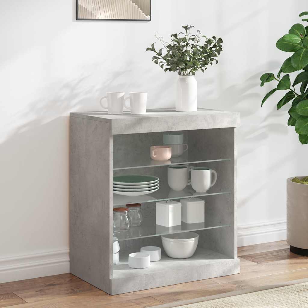 Sideboard with LED Lights Concrete Grey 60,5x37x67 cm