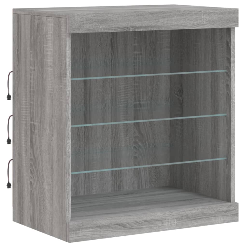 Sideboard with LED Lights Grey Sonoma 60,5x37x67 cm