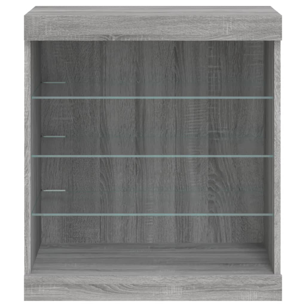 Sideboard with LED Lights Grey Sonoma 60,5x37x67 cm