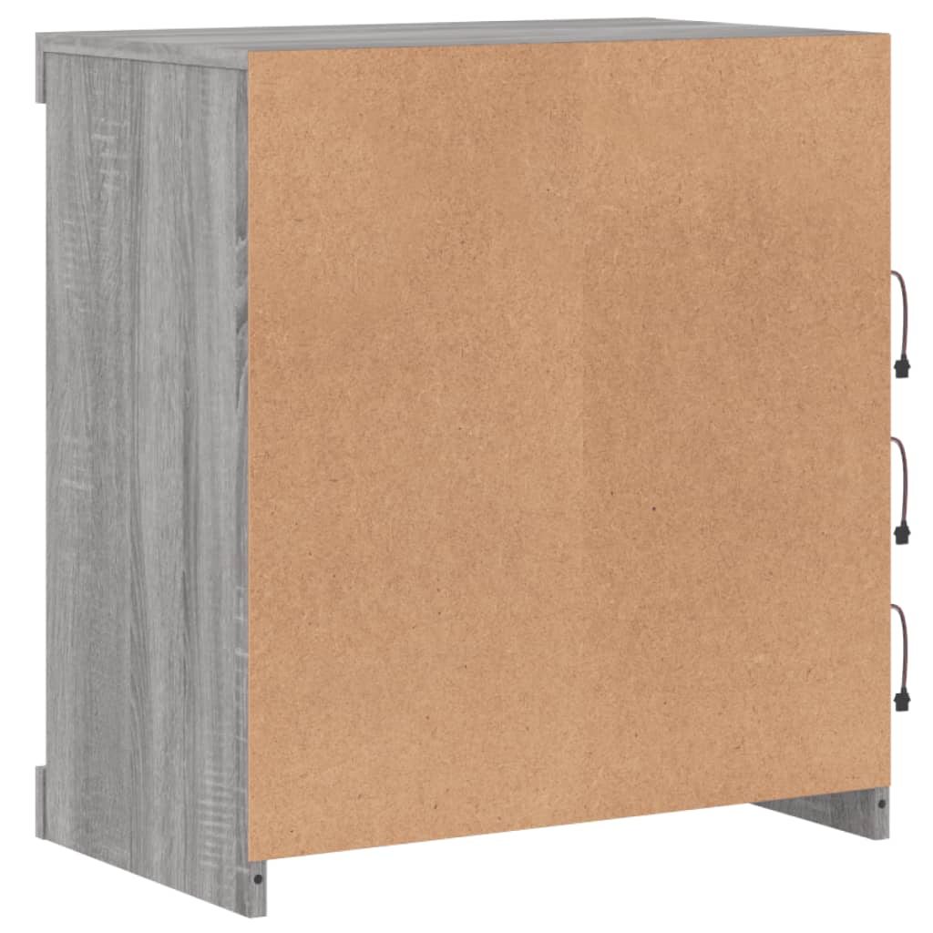 Sideboard with LED Lights Grey Sonoma 60,5x37x67 cm