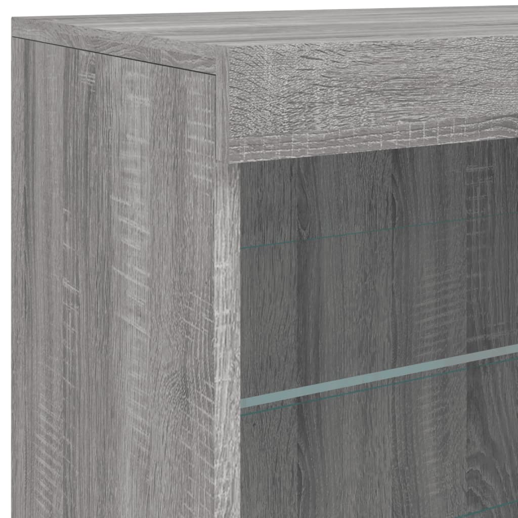 Sideboard with LED Lights Grey Sonoma 60,5x37x67 cm