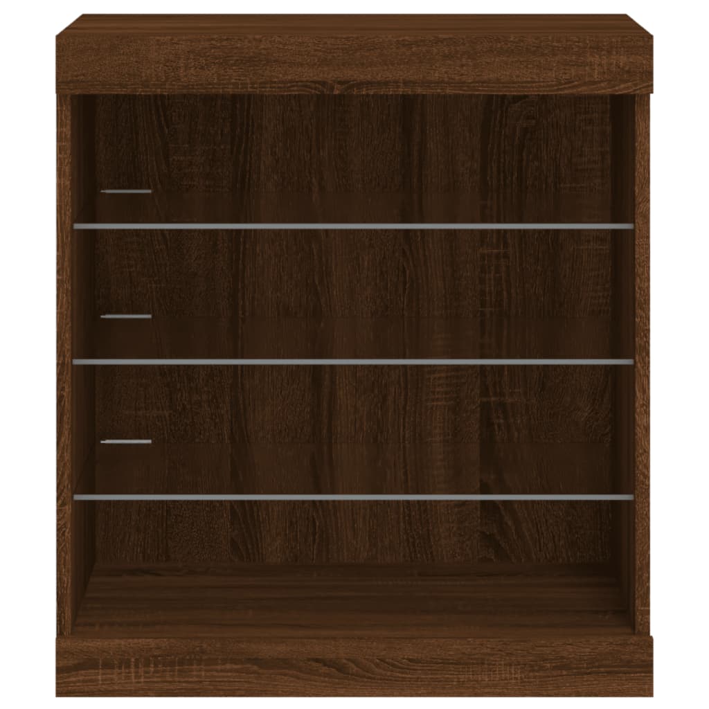 Sideboard with LED Lights Brown Oak 60,5x37x67 cm