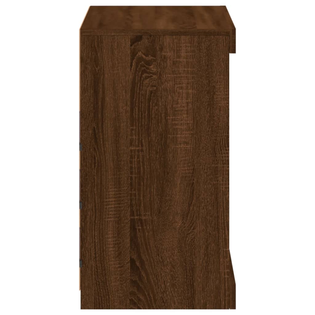 Sideboard with LED Lights Brown Oak 60,5x37x67 cm