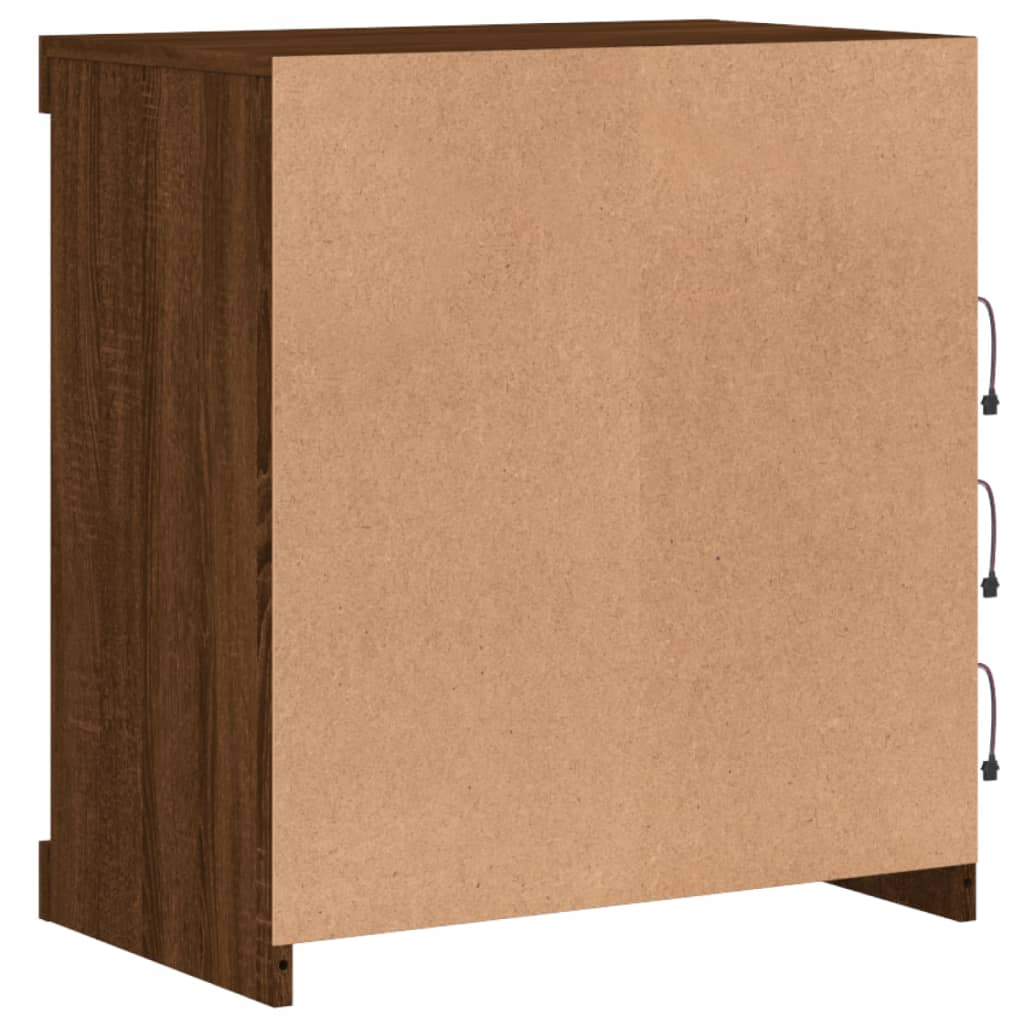 Sideboard with LED Lights Brown Oak 60,5x37x67 cm