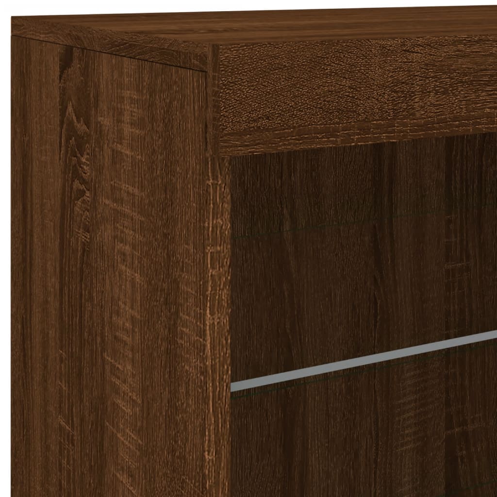 Sideboard with LED Lights Brown Oak 60,5x37x67 cm