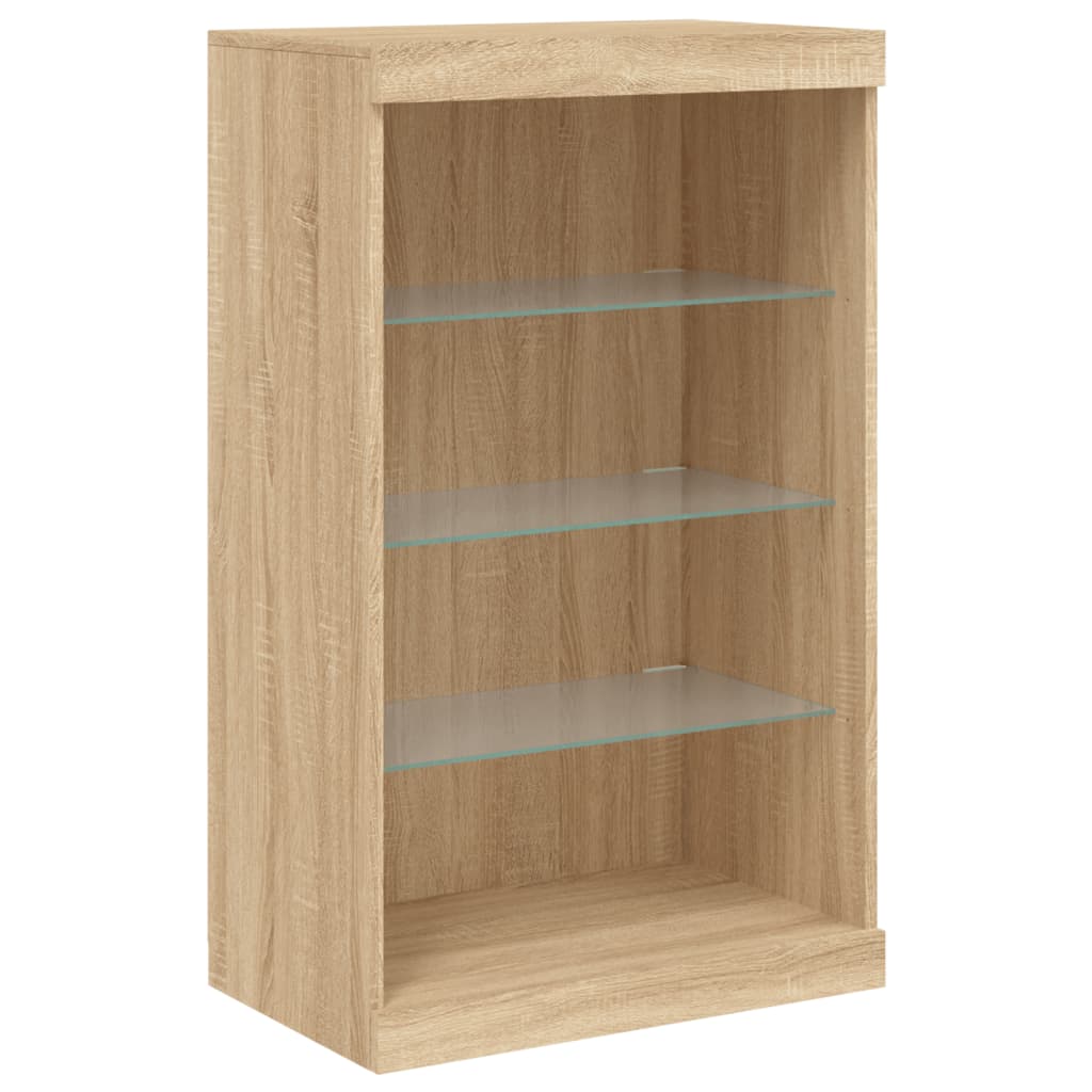 Sideboard with LED Lights Sonoma Oak 60,5x37x100 cm