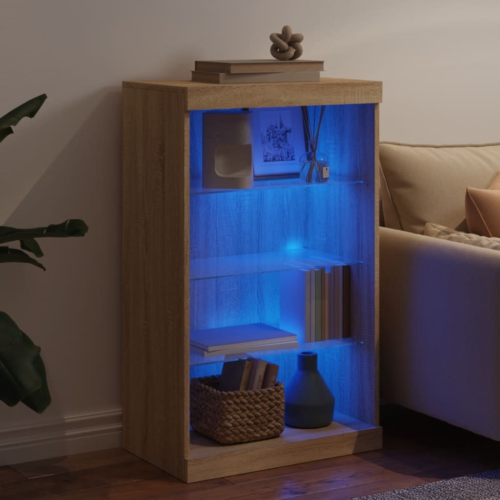Sideboard with LED Lights Sonoma Oak 60,5x37x100 cm