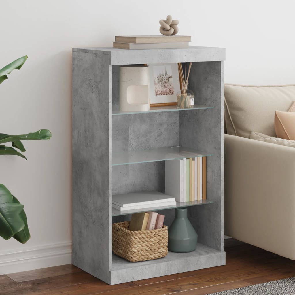 Sideboard with LED Lights Concrete Grey 60,5x37x100 cm