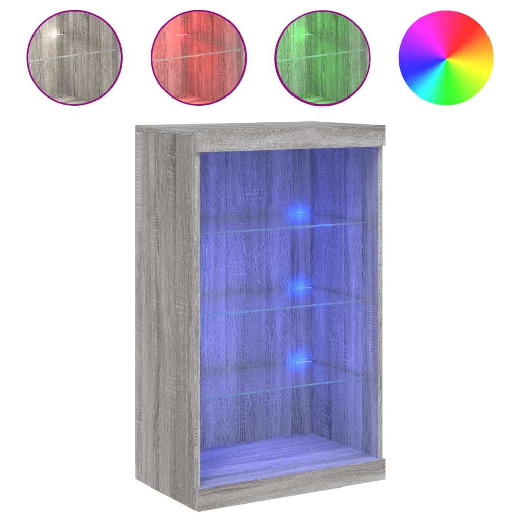Sideboard with LED Lights Grey Sonoma 60,5x37x100 cm
