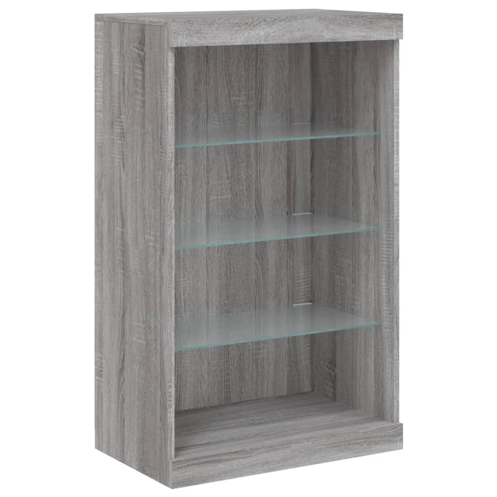 Sideboard with LED Lights Grey Sonoma 60,5x37x100 cm