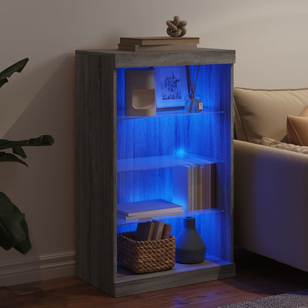 Sideboard with LED Lights Grey Sonoma 60,5x37x100 cm