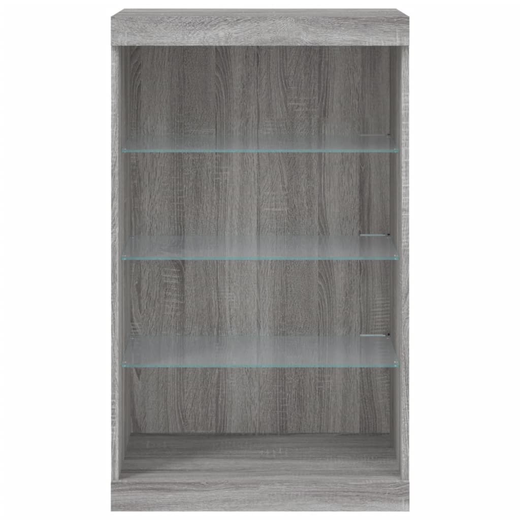 Sideboard with LED Lights Grey Sonoma 60,5x37x100 cm