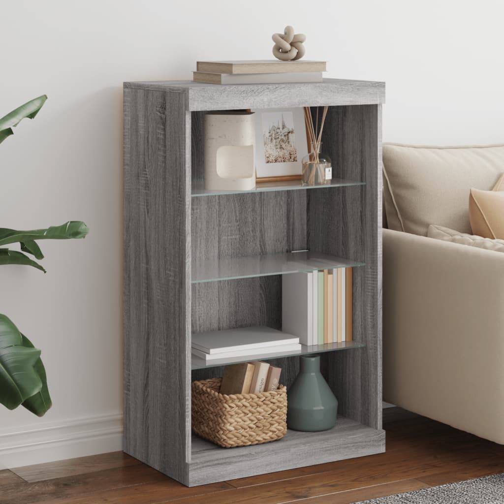 Sideboard with LED Lights Grey Sonoma 60,5x37x100 cm