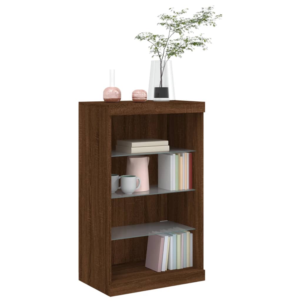 Sideboard with LED Lights Brown Oak 60.5x37x100 cm