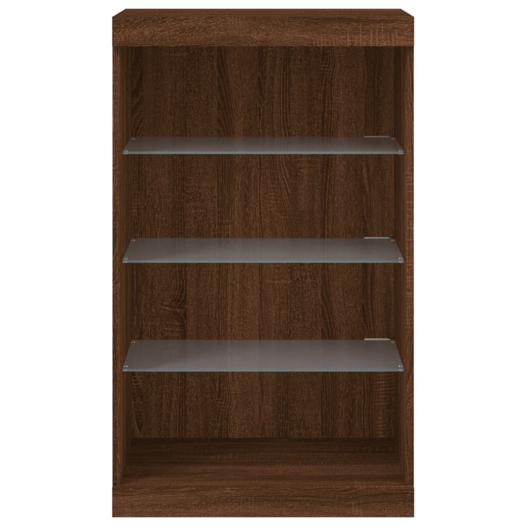Sideboard with LED Lights Brown Oak 60.5x37x100 cm