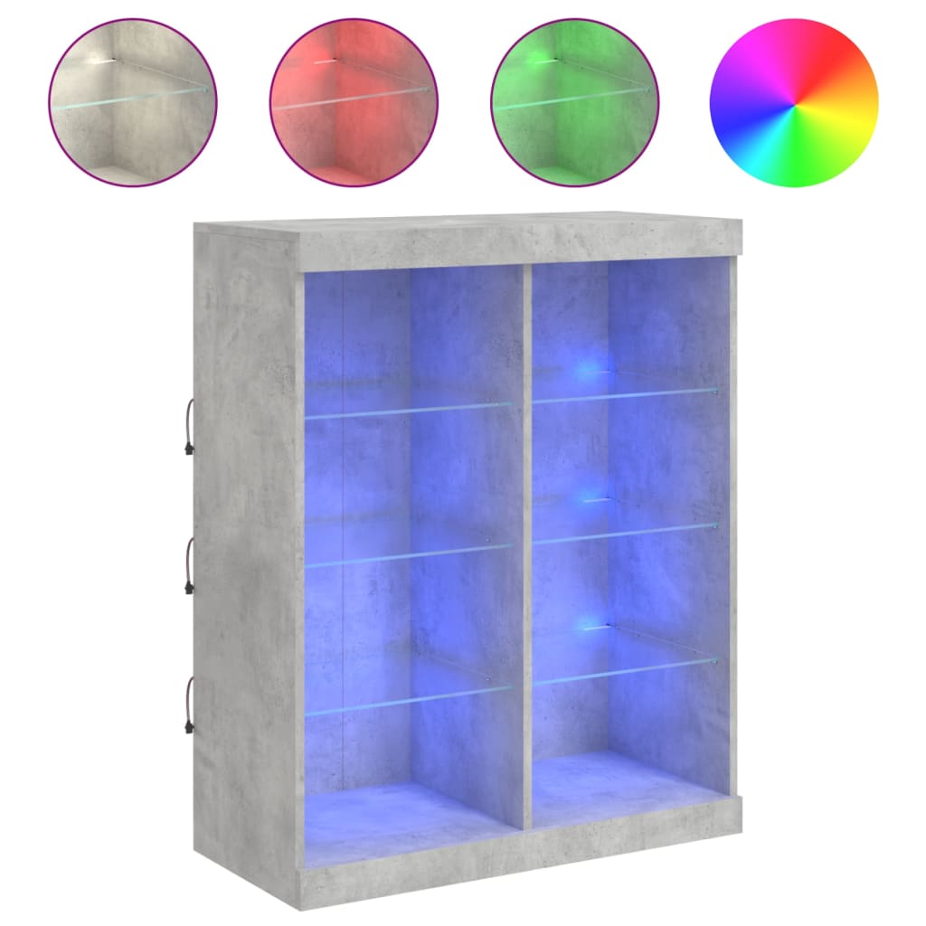 Sideboard with LED Lights Concrete Grey 81x37x100 cm