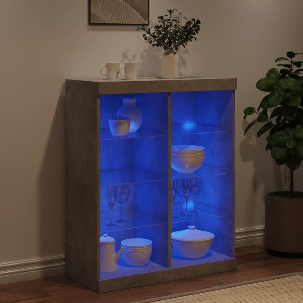 Sideboard with LED Lights Concrete Grey 81x37x100 cm