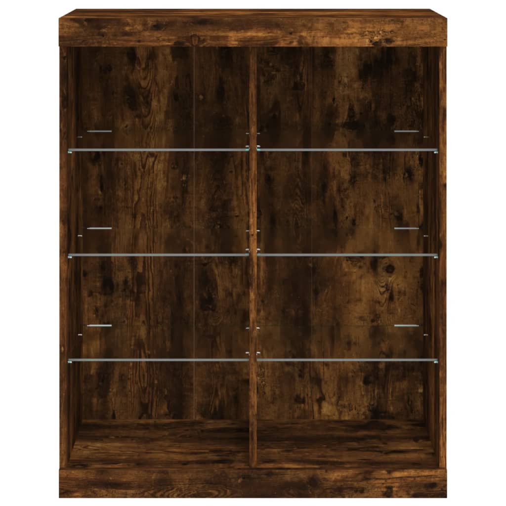 Sideboard with LED Lights Smoked Oak 81x37x100 cm