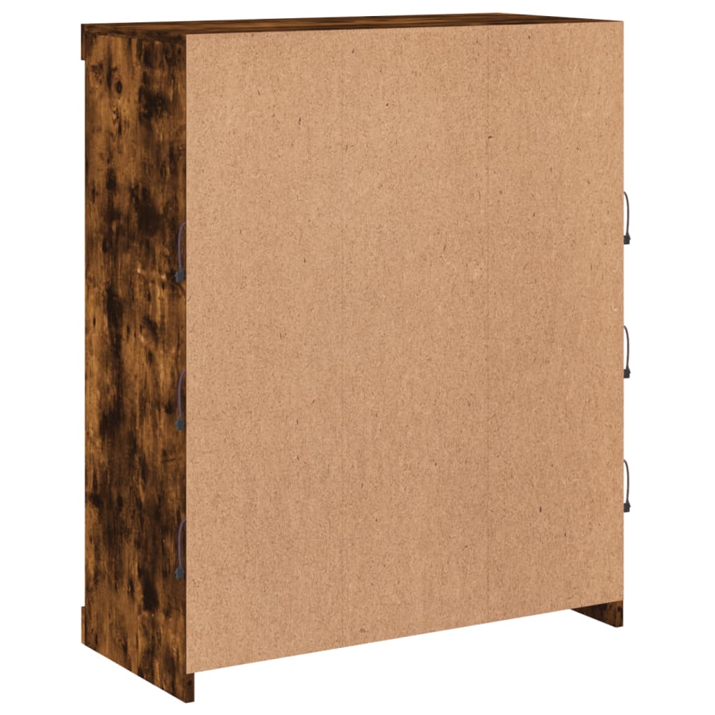 Sideboard with LED Lights Smoked Oak 81x37x100 cm