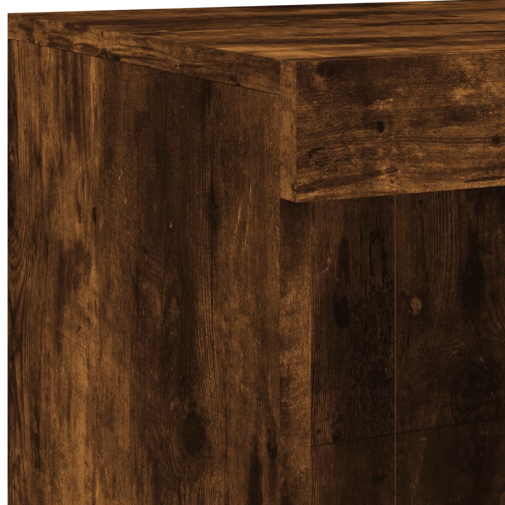Sideboard with LED Lights Smoked Oak 81x37x100 cm