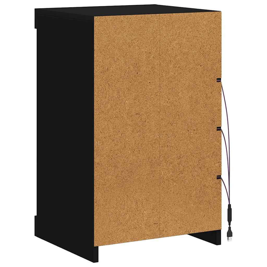 Sideboard with LED Lights Black 41x37x67 cm