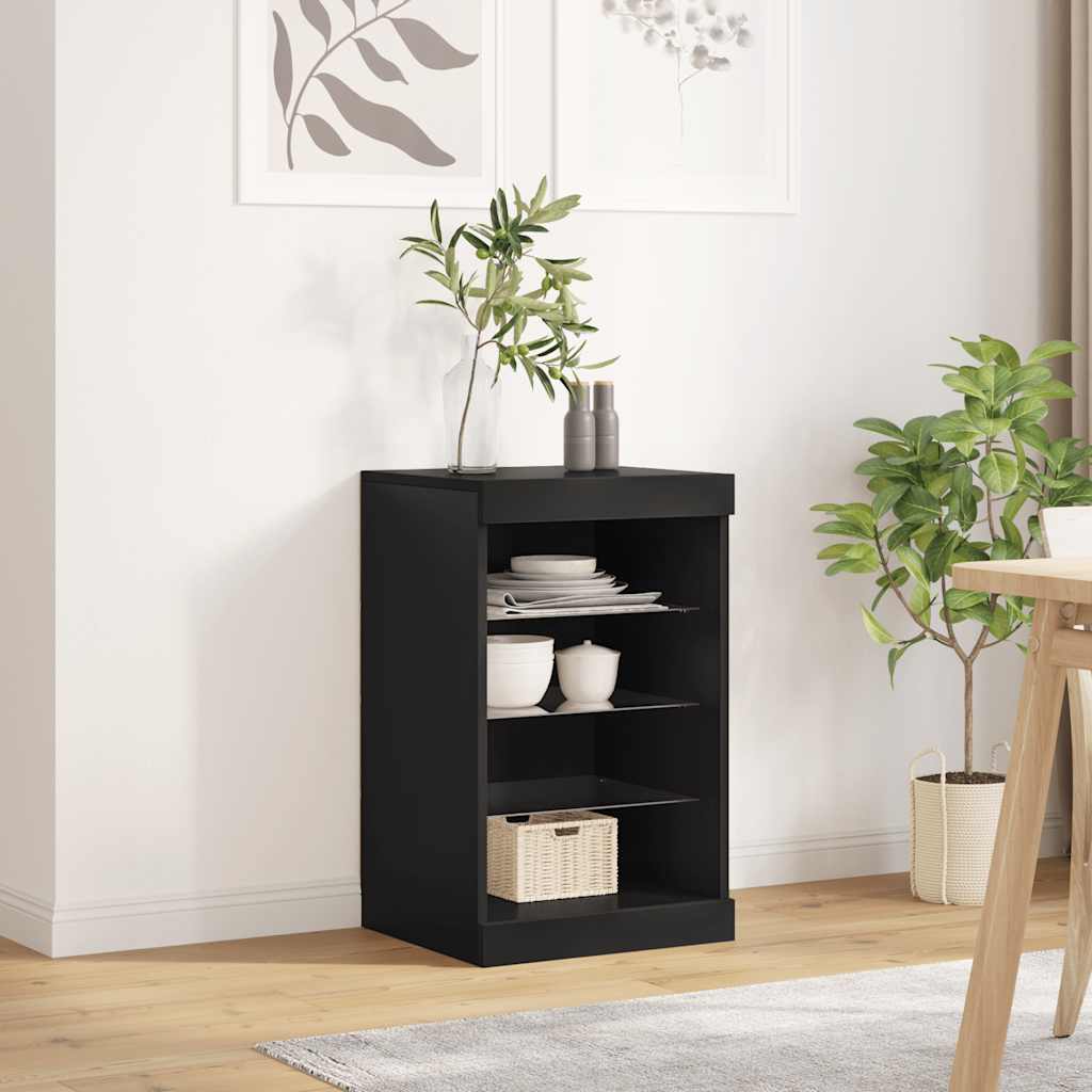 Sideboard with LED Lights Black 41x37x67 cm