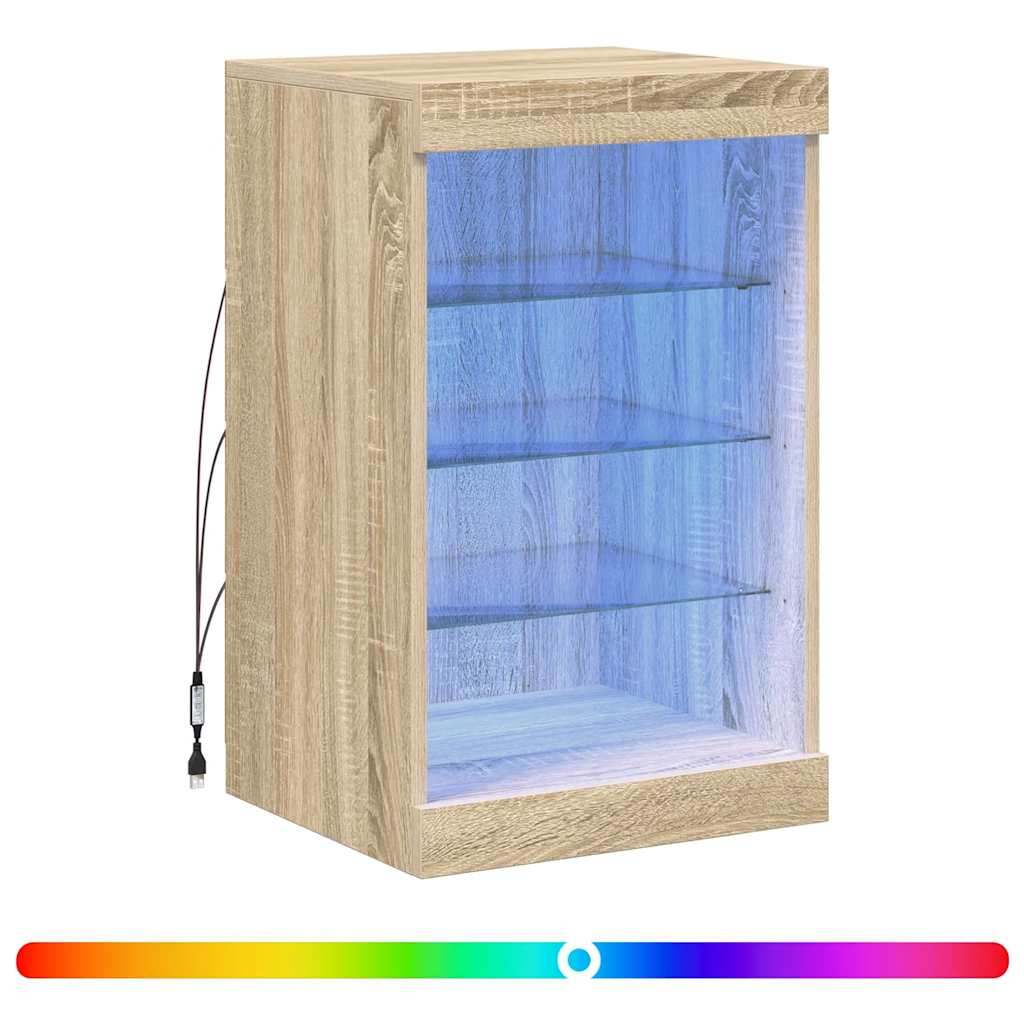 Sideboard with LED Lights Sonoma Oak 41x37x67 cm