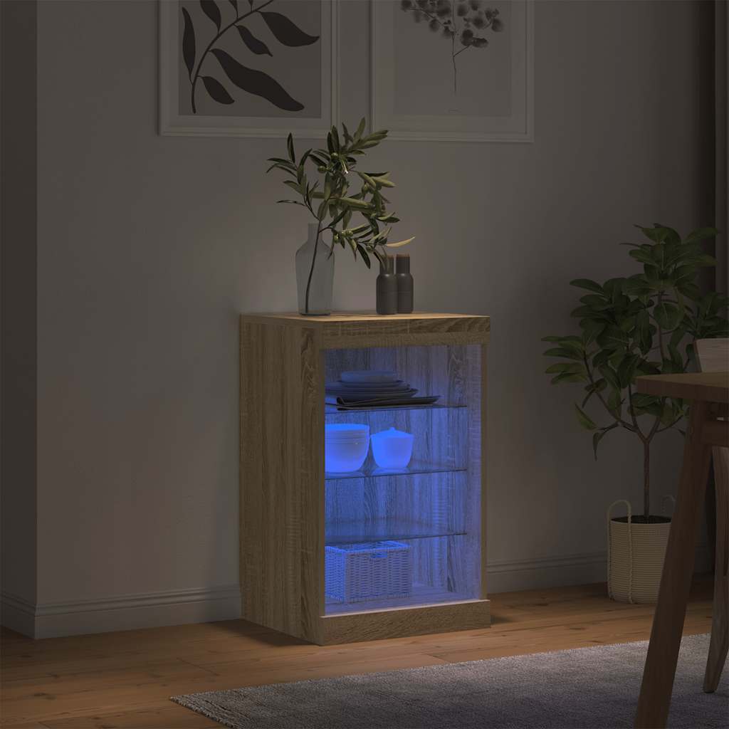 Sideboard with LED Lights Sonoma Oak 41x37x67 cm