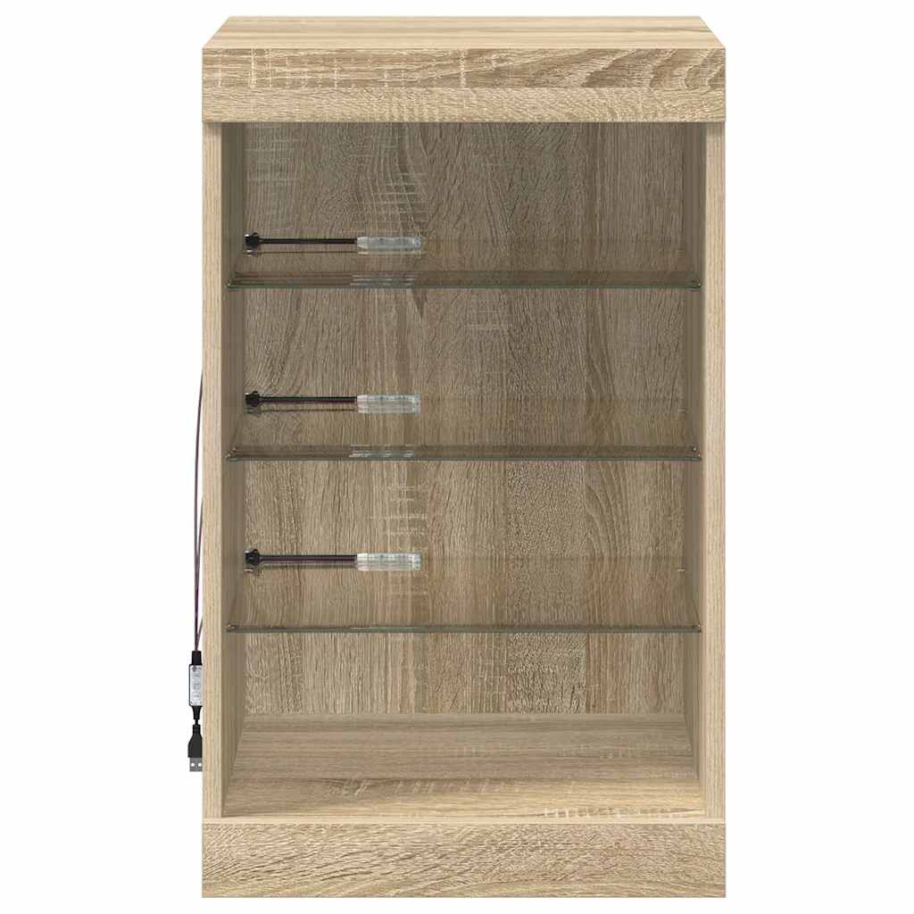 Sideboard with LED Lights Sonoma Oak 41x37x67 cm