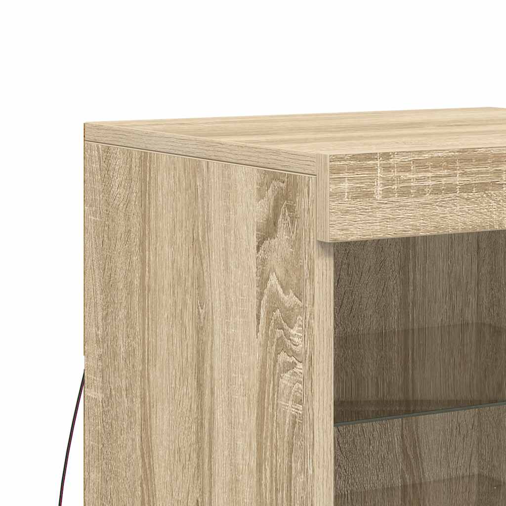 Sideboard with LED Lights Sonoma Oak 41x37x67 cm