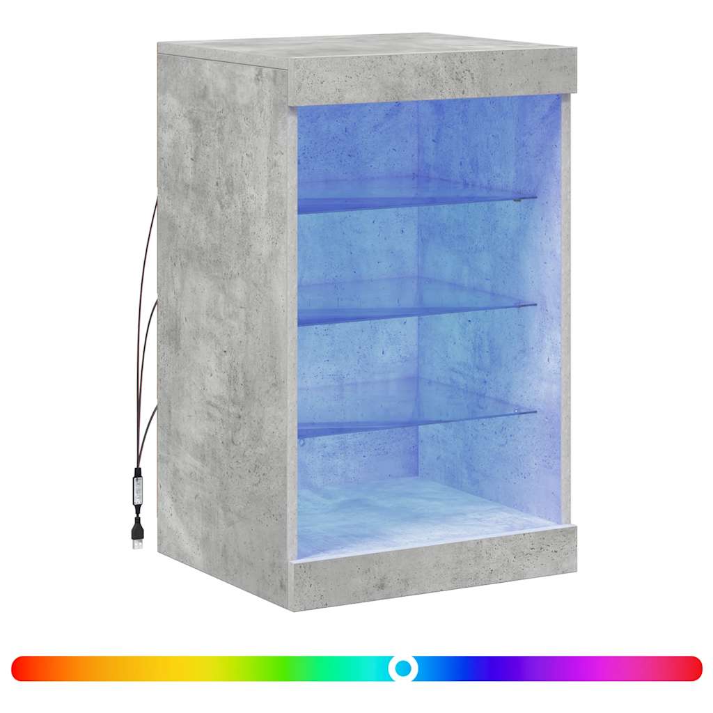 Sideboard with LED Lights Concrete Grey 41x37x67 cm