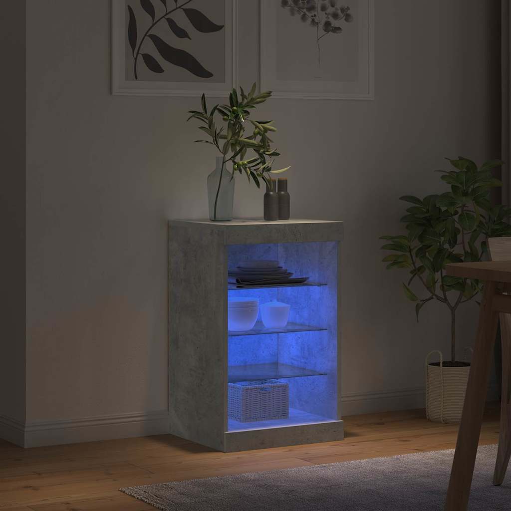 Sideboard with LED Lights Concrete Grey 41x37x67 cm