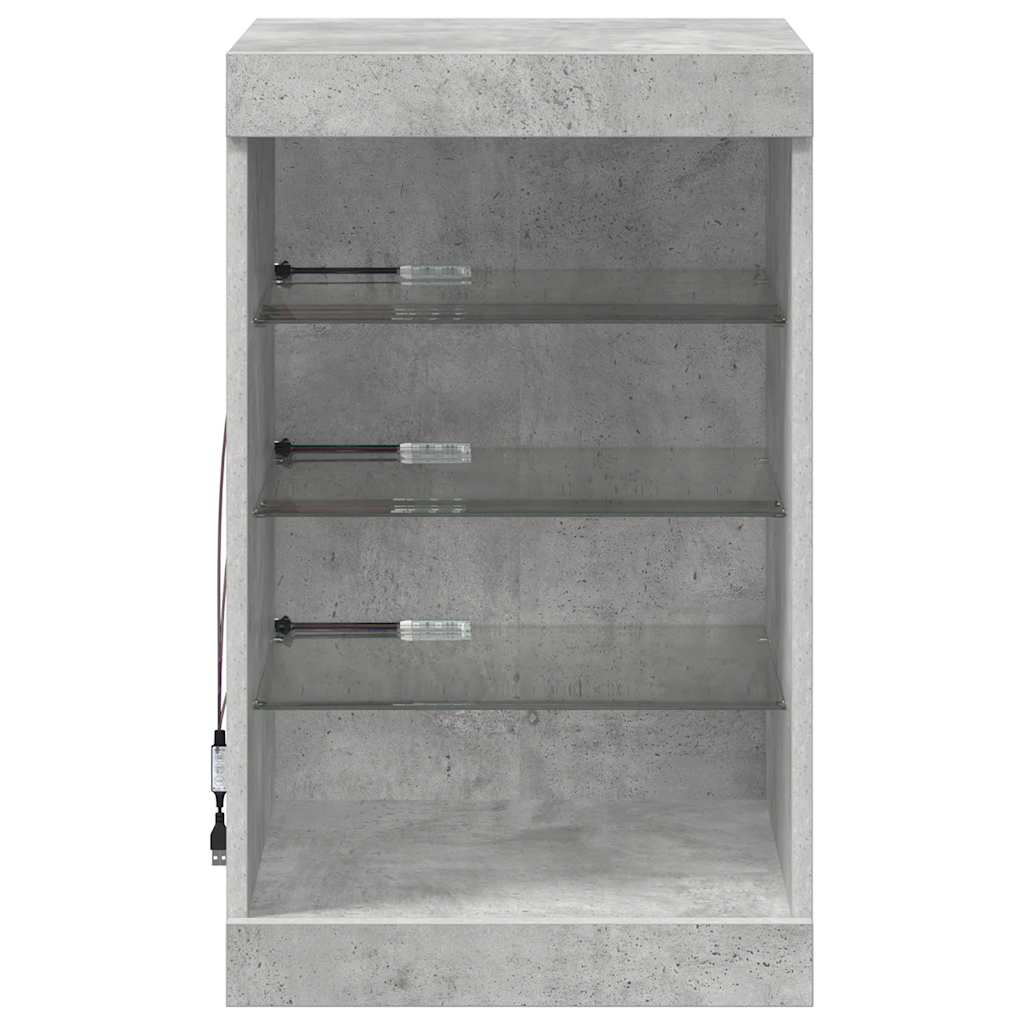 Sideboard with LED Lights Concrete Grey 41x37x67 cm
