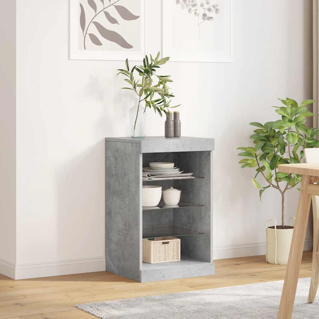 Sideboard with LED Lights Concrete Grey 41x37x67 cm