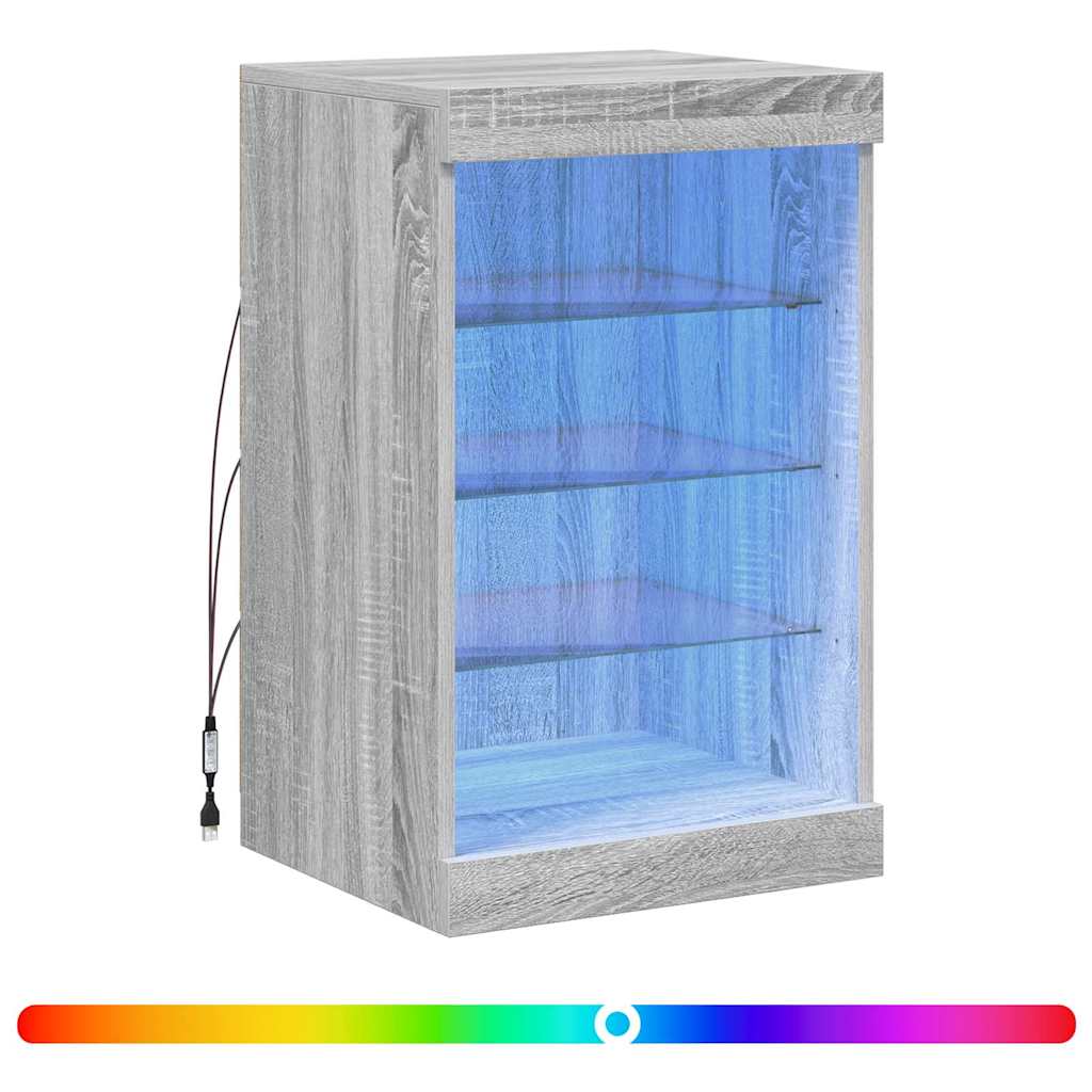 Sideboard with LED Lights Grey Sonoma 41x37x67 cm
